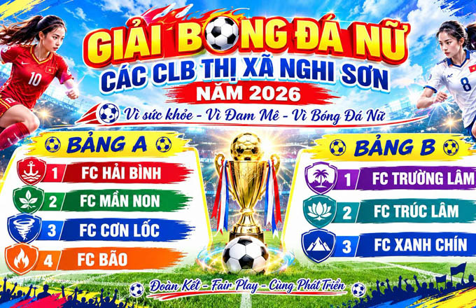 Giải bóng đá nữ thị xã Nghi Sơn năm 2026 khai mạc ngày 4/10
