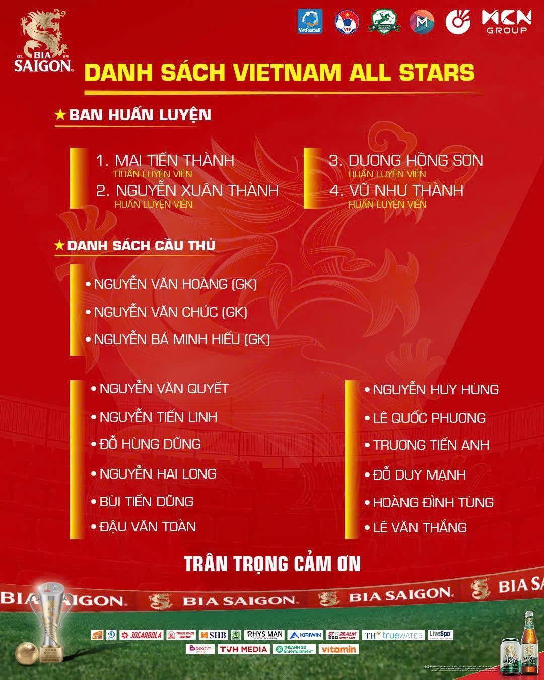 Danh sách đội Vietnam ALLSTAR