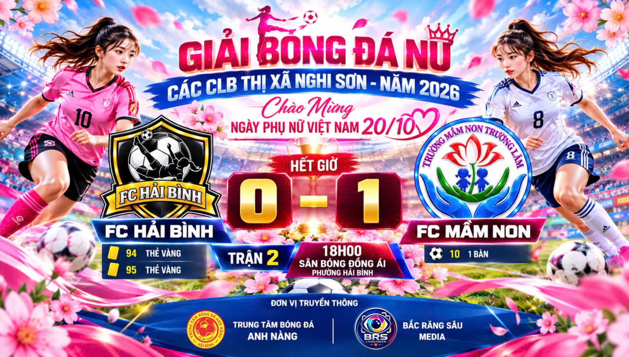 FC Trường Lâm, FC Bão và FC Mầm non ra quân thắng lợi ở Giải bóng đá nữ các CLB thị xã Nghi Sơn năm 2026