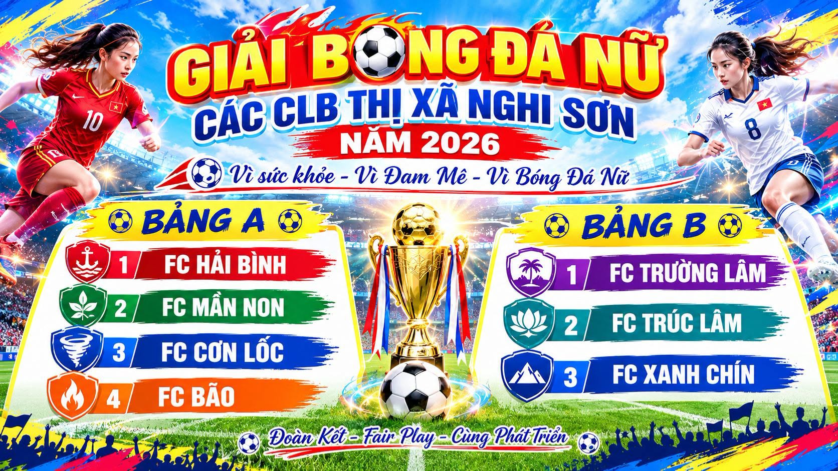 Giải bóng đá nữ thị xã Nghi Sơn năm 2026 khai mạc ngày 4/10
