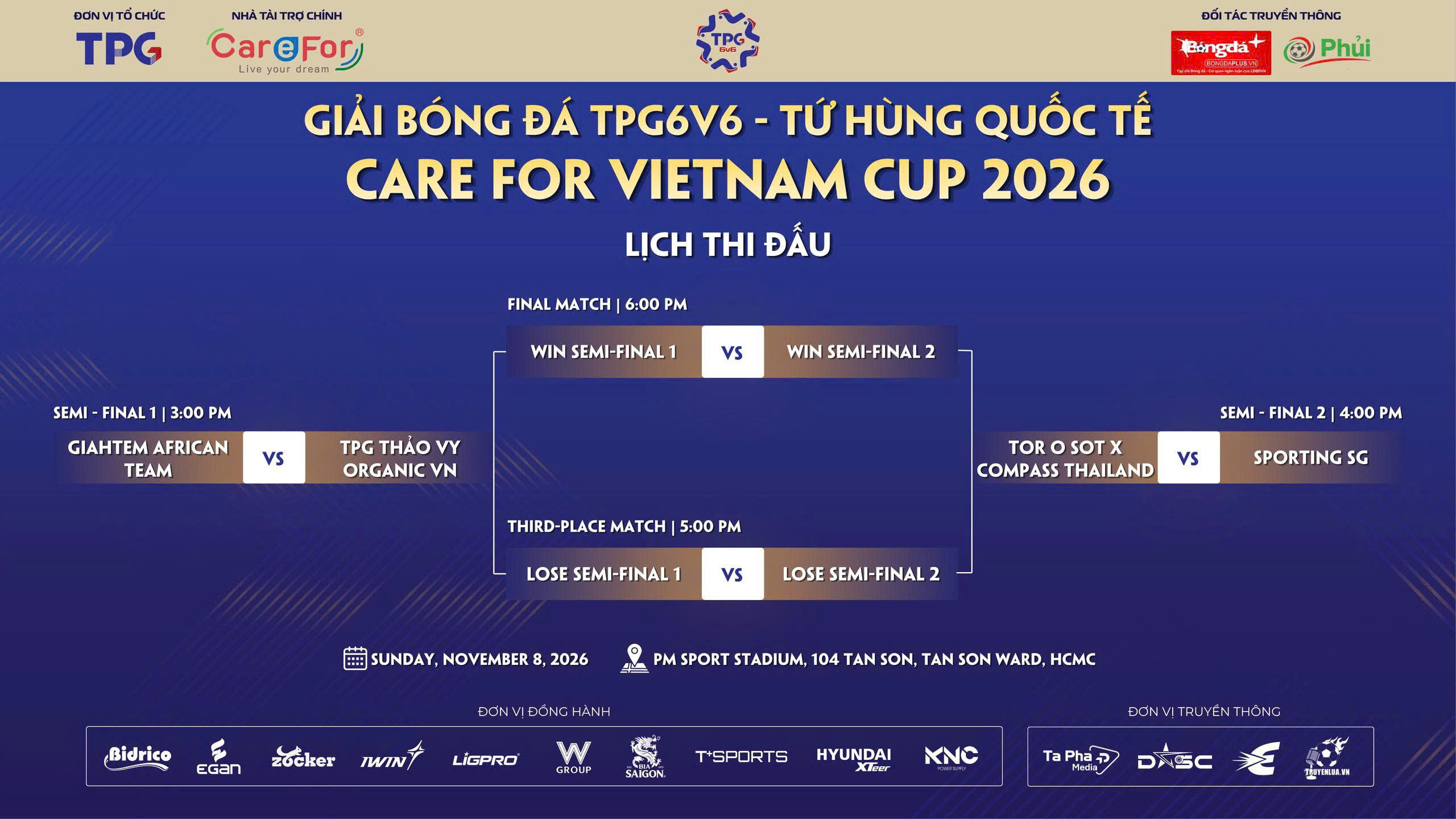 TPG6v6 Tứ hùng Quốc tế - Care For Việt Nam Cup 2026: Hồng Kông, Minh Trí, Nhật