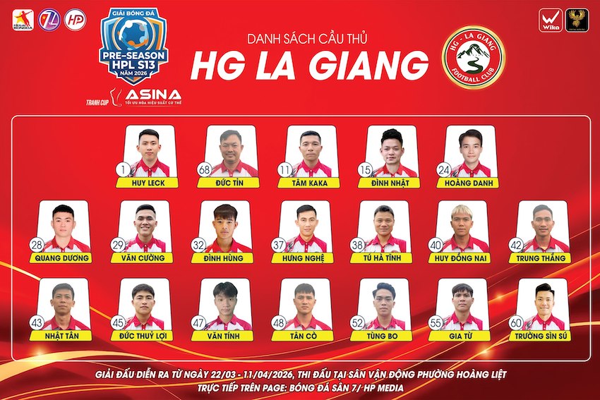 Pre-season HPL-S13 năm 2026 diễn ra cuối tuần này tại SVĐ Phường Hoàng Liệt