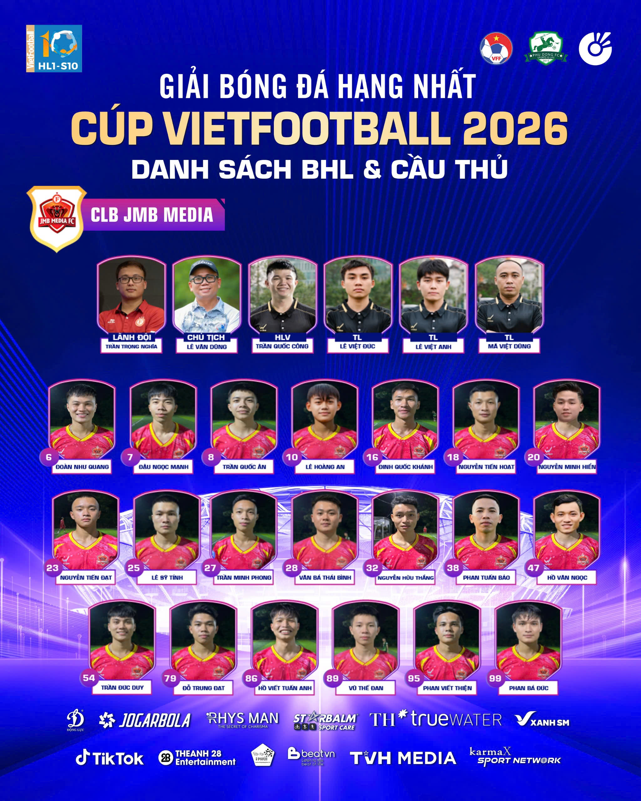 Danh sách đội hình JMB Media tại HL1-S10