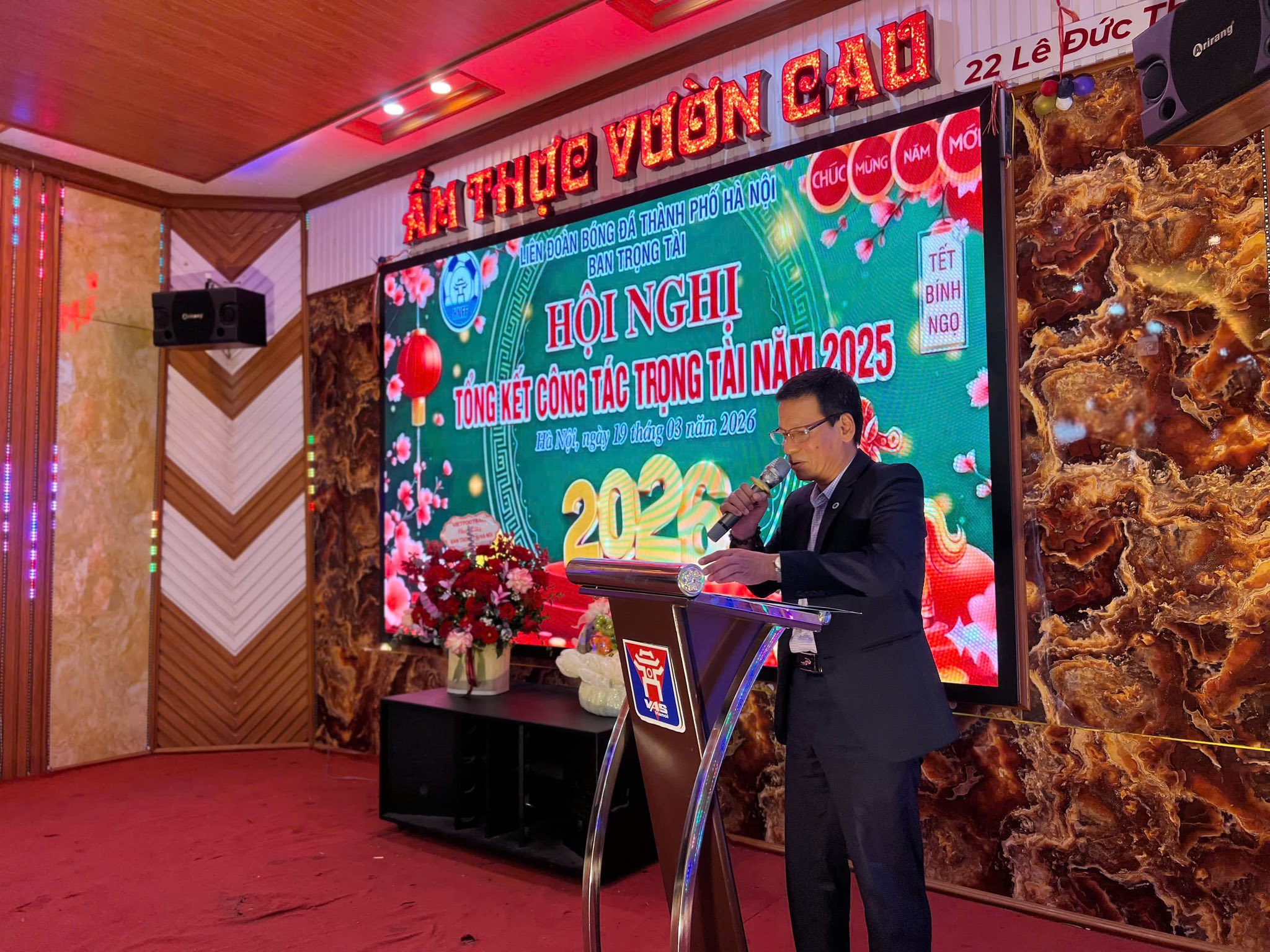 Ông Trương Thế Toàn phát biểu về mục tiêu nhiệm vụ trong năm 2026 của Ban TT Hà Nội tại buổi lễ. (Ảnh: HNFF)