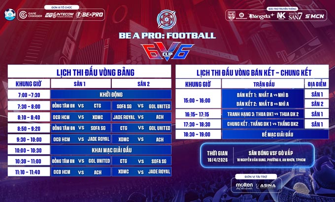 Football 6v6 Cup 2026 tại TP.HCM sẽ diễn ra vào Chủ nhật tuần này
