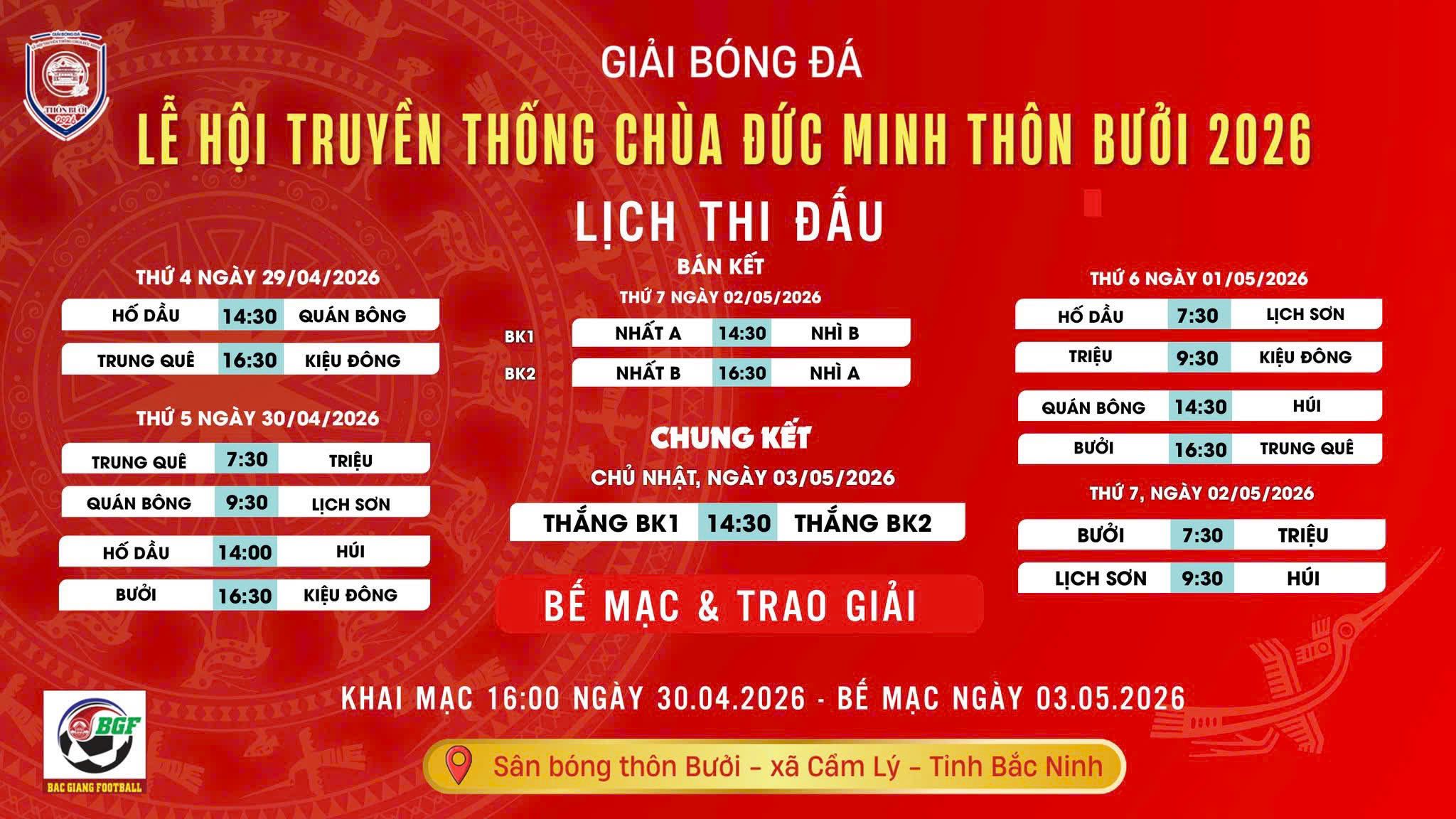 Giải bóng đá lễ hội truyền thống chùa Phúc Minh 2026