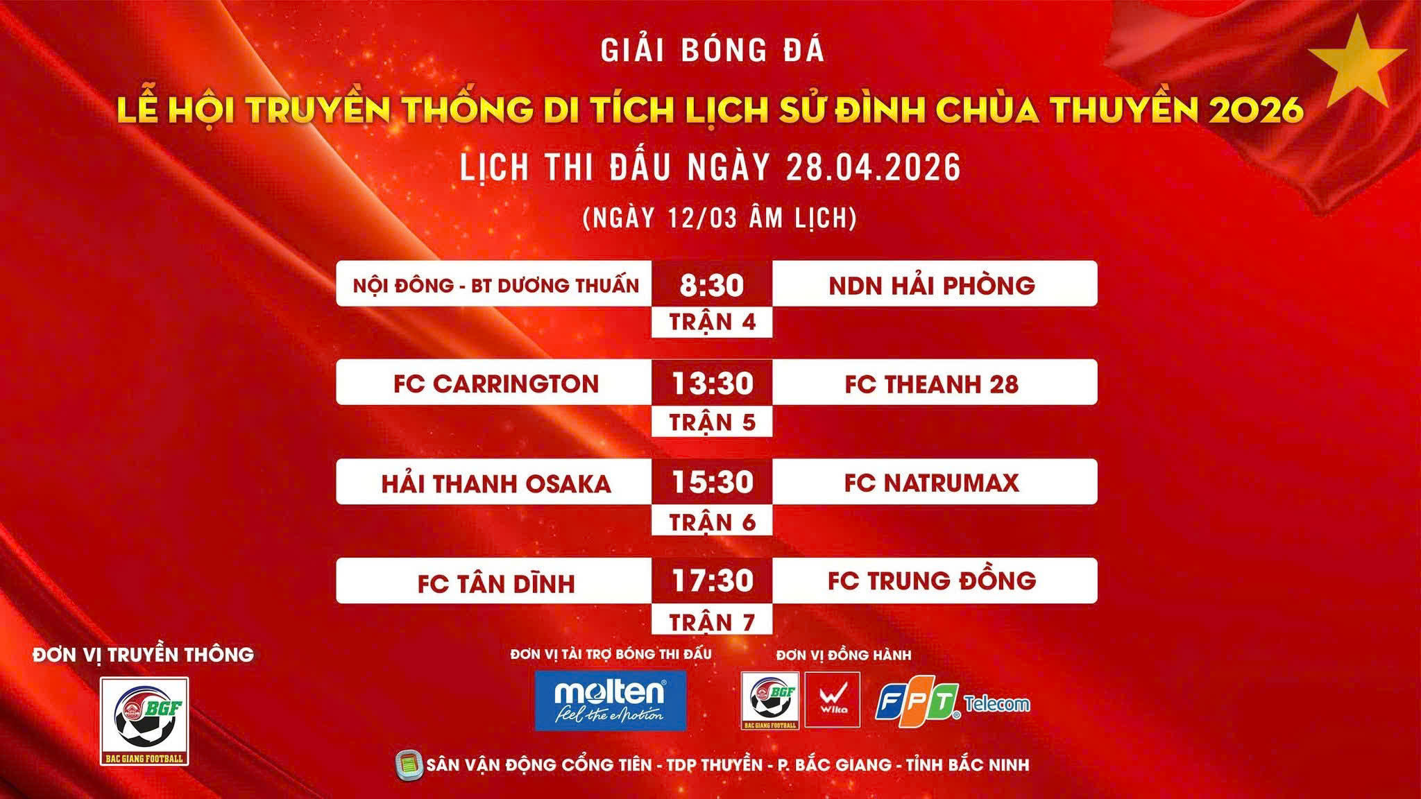 Giải bóng đá Lễ hội truyền thống di tích lịch sử đình chùa Thuyền 2026