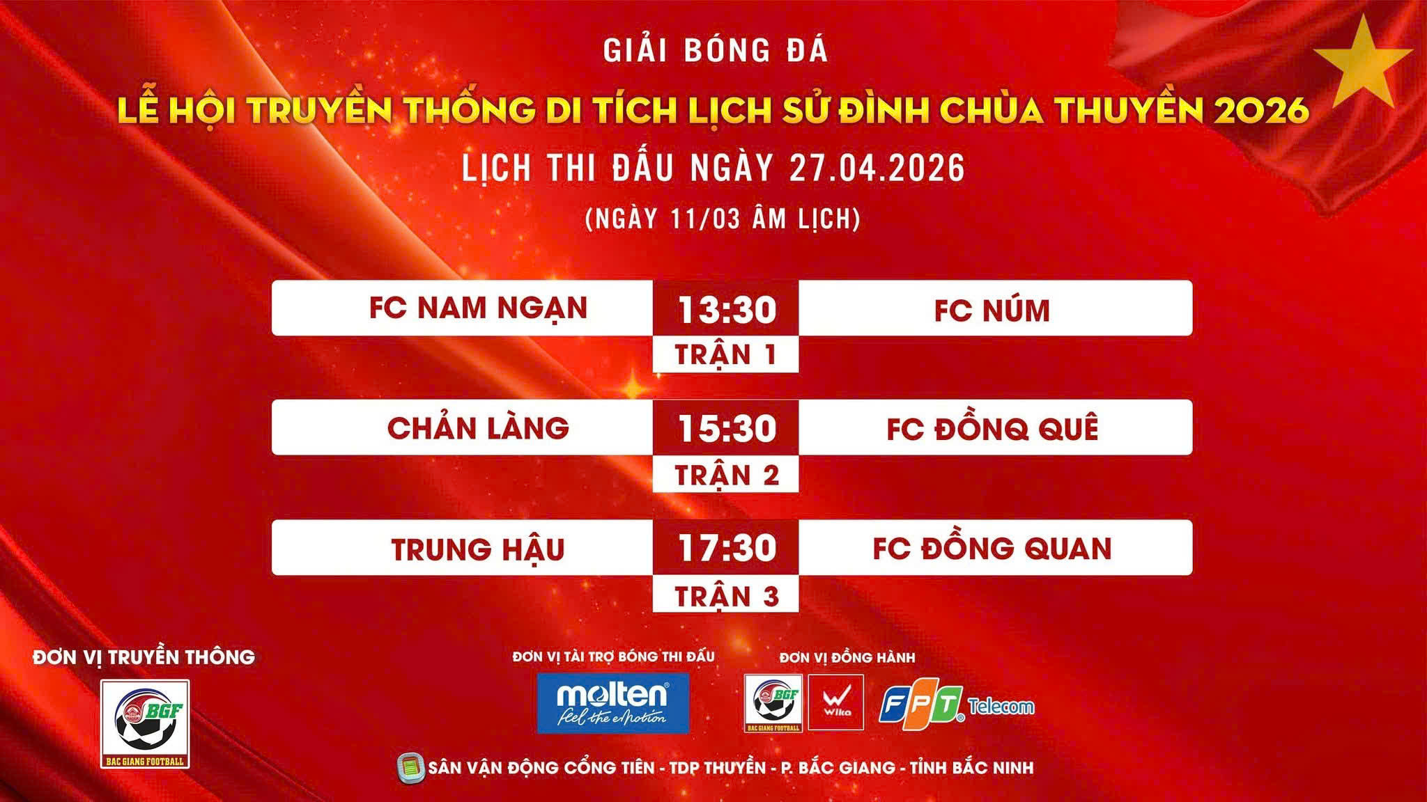 Giải bóng đá Lễ hội truyền thống di tích lịch sử đình chùa Thuyền 2026