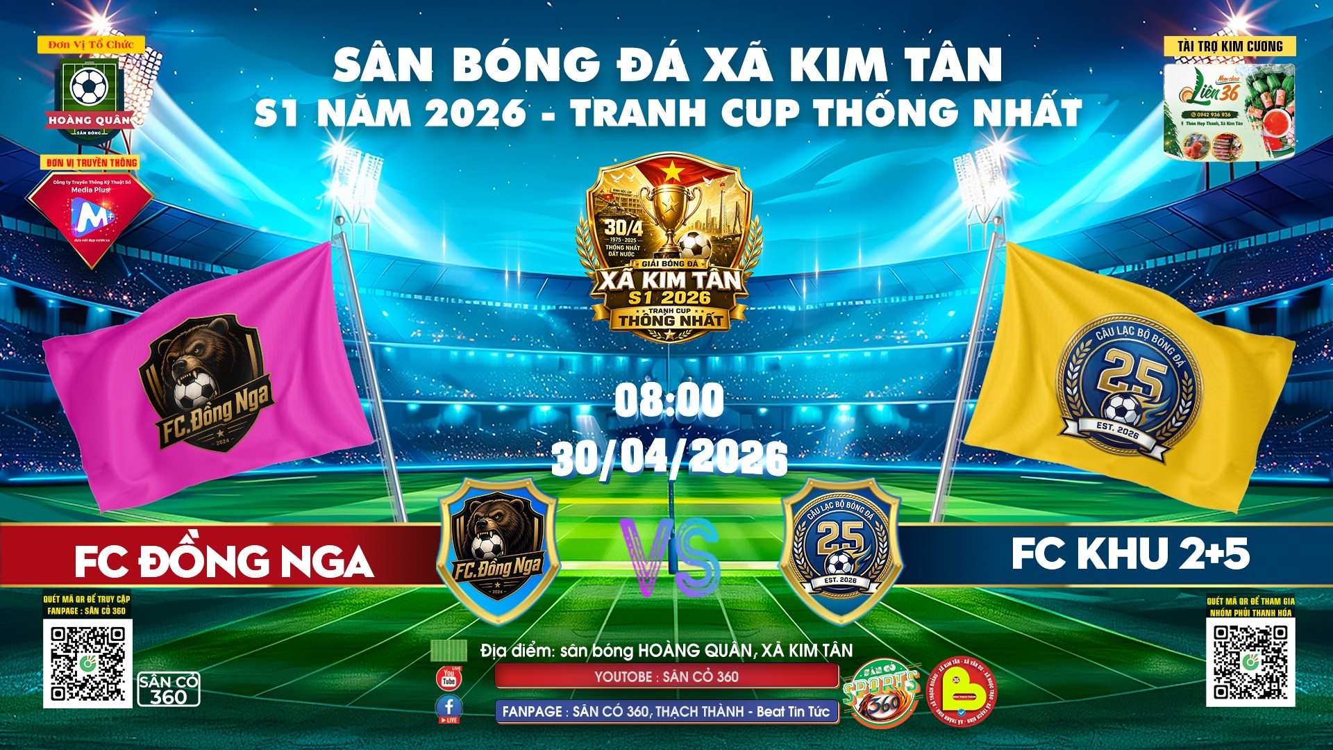 Giải Bóng Đá Xã Kim Tân S1 Năm 2026 - Tranh Cúp Thống Nhất diễn ra vào ngày đặc biệt