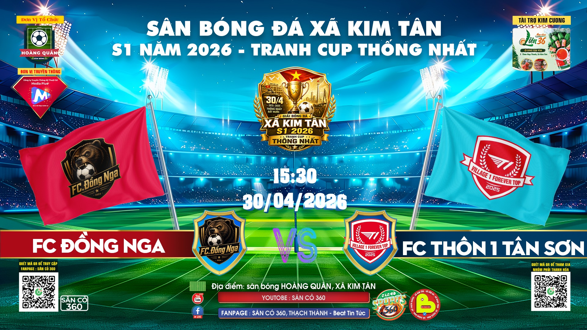 Giải Bóng Đá Xã Kim Tân S1 Năm 2026 - Tranh Cúp Thống Nhất diễn ra vào ngày đặc biệt