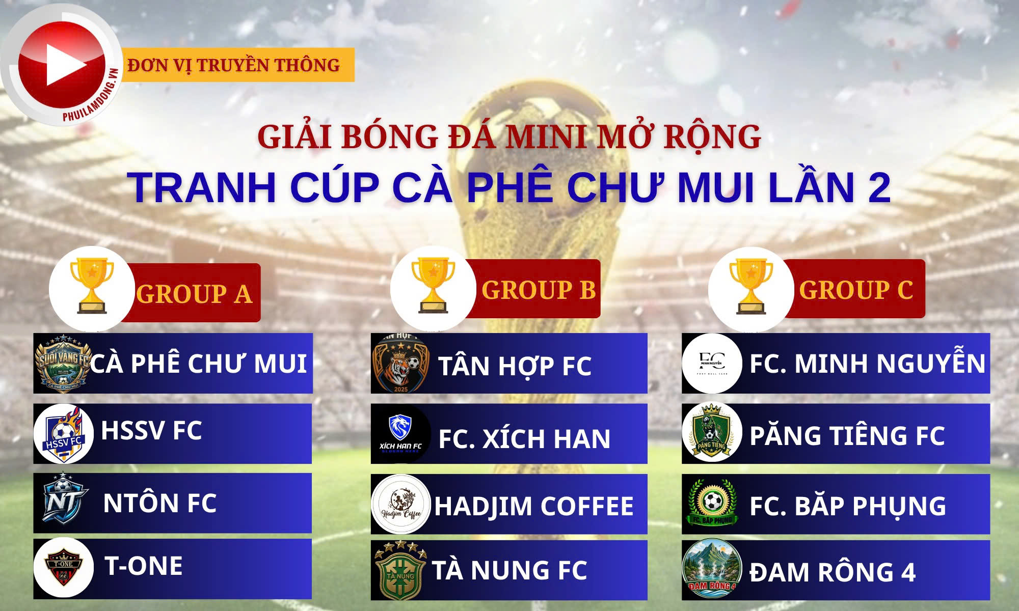 Bốc thăm giải bóng đá Mini mở rộng tranh cúp cafe Chư Mui lần 2