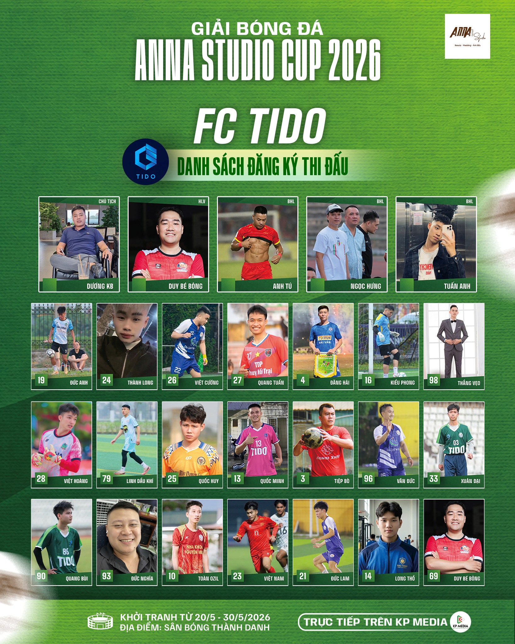 Nhận định Bảng A giải bóng đá Anna Studio Cup 2026