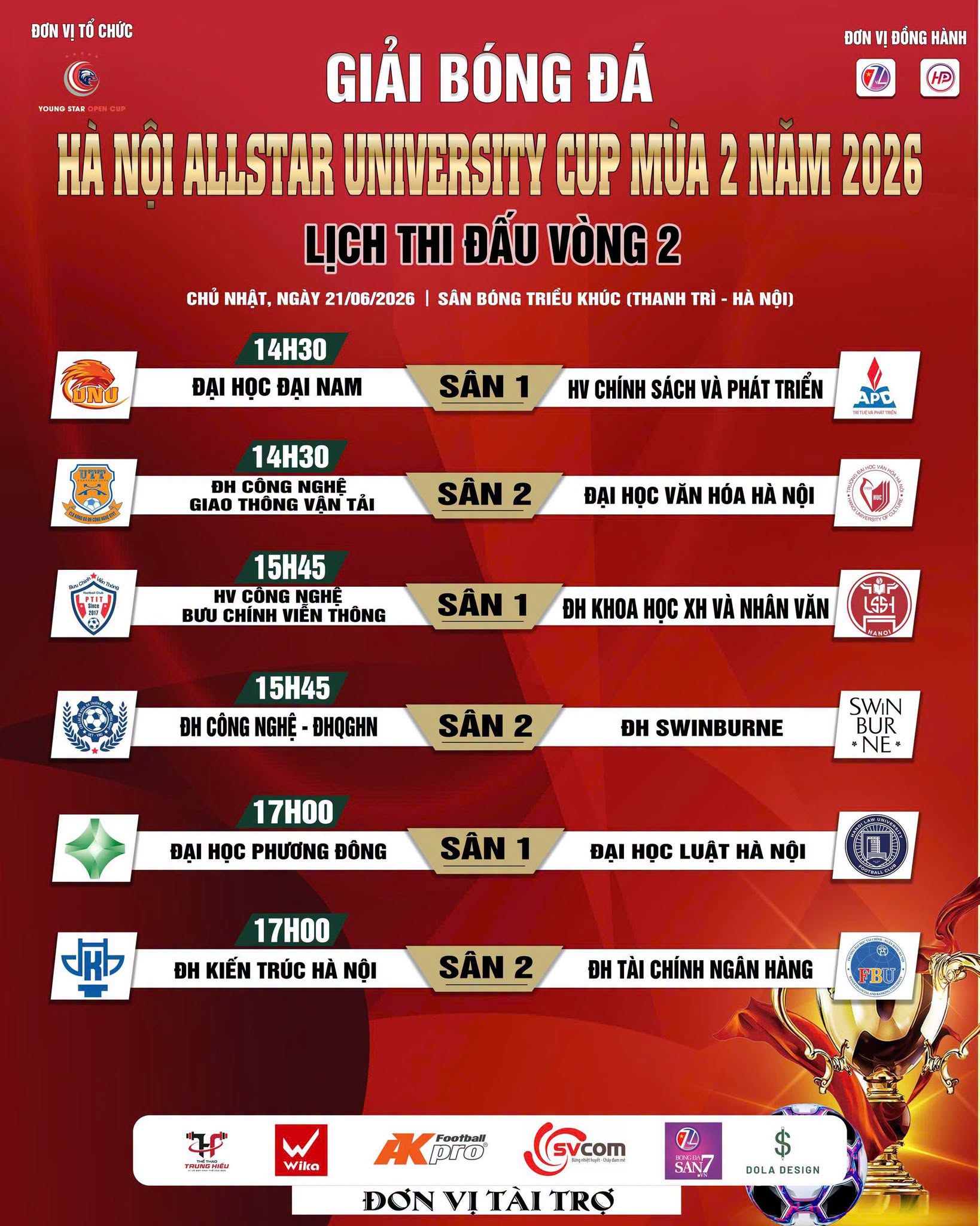 Điều gì chờ đợi ở vòng 2 giải bóng đá Hà Nội Allstar University mùa 2?