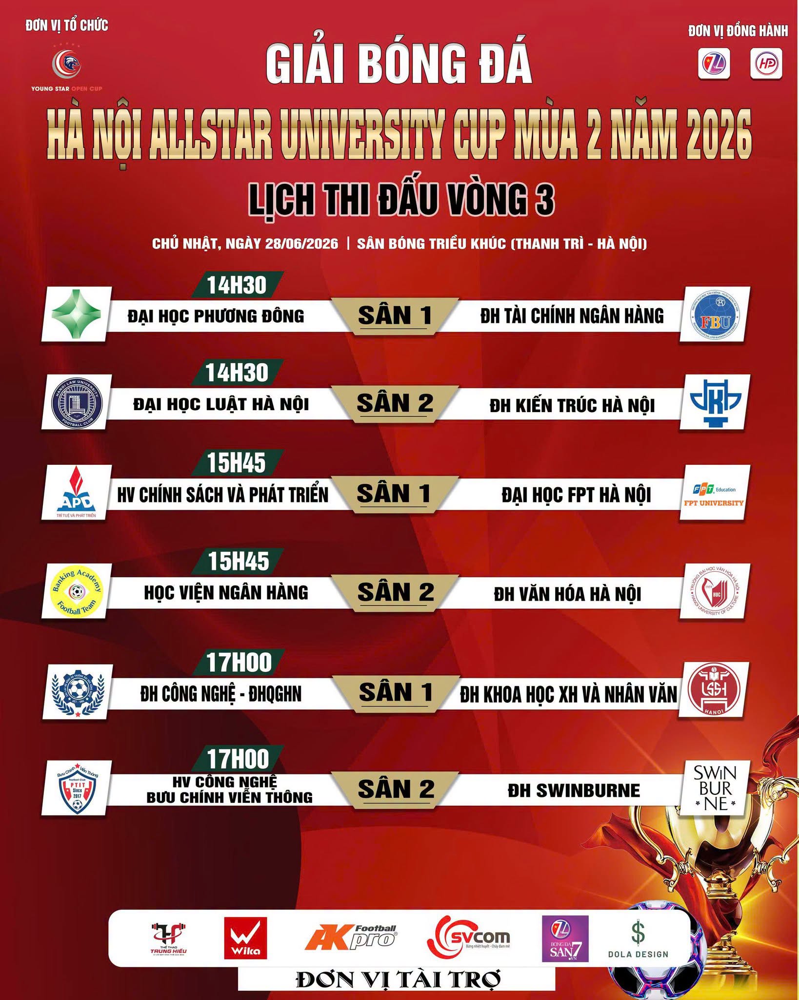 Nhận định bóng đá Học viện Ngân Hàng vs Đại học Văn hóa Hà Nội, 15h45 ngày 28/6