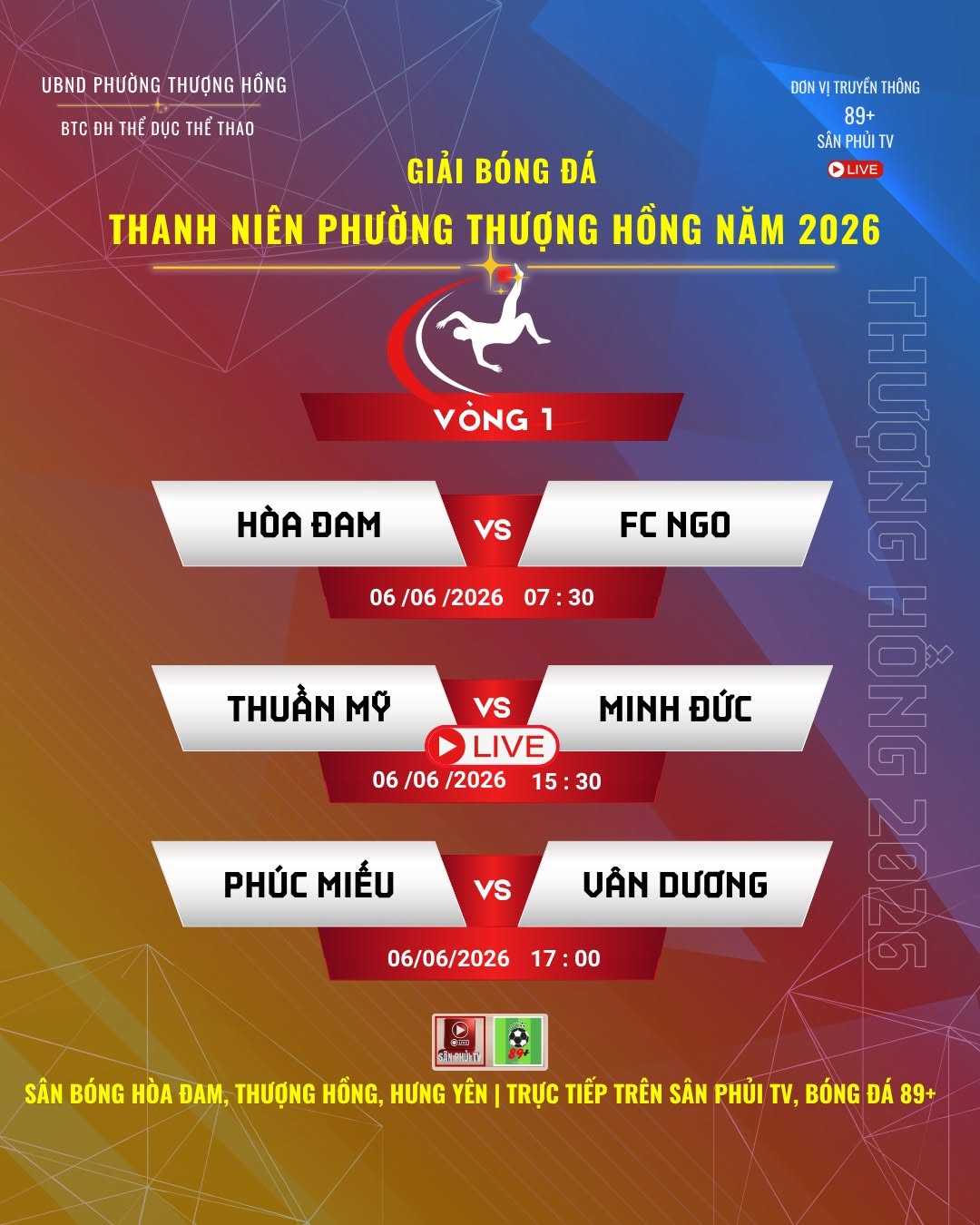 Nhận định vòng 1 giải bóng đá thanh niên phường Thượng Hồng 2026
