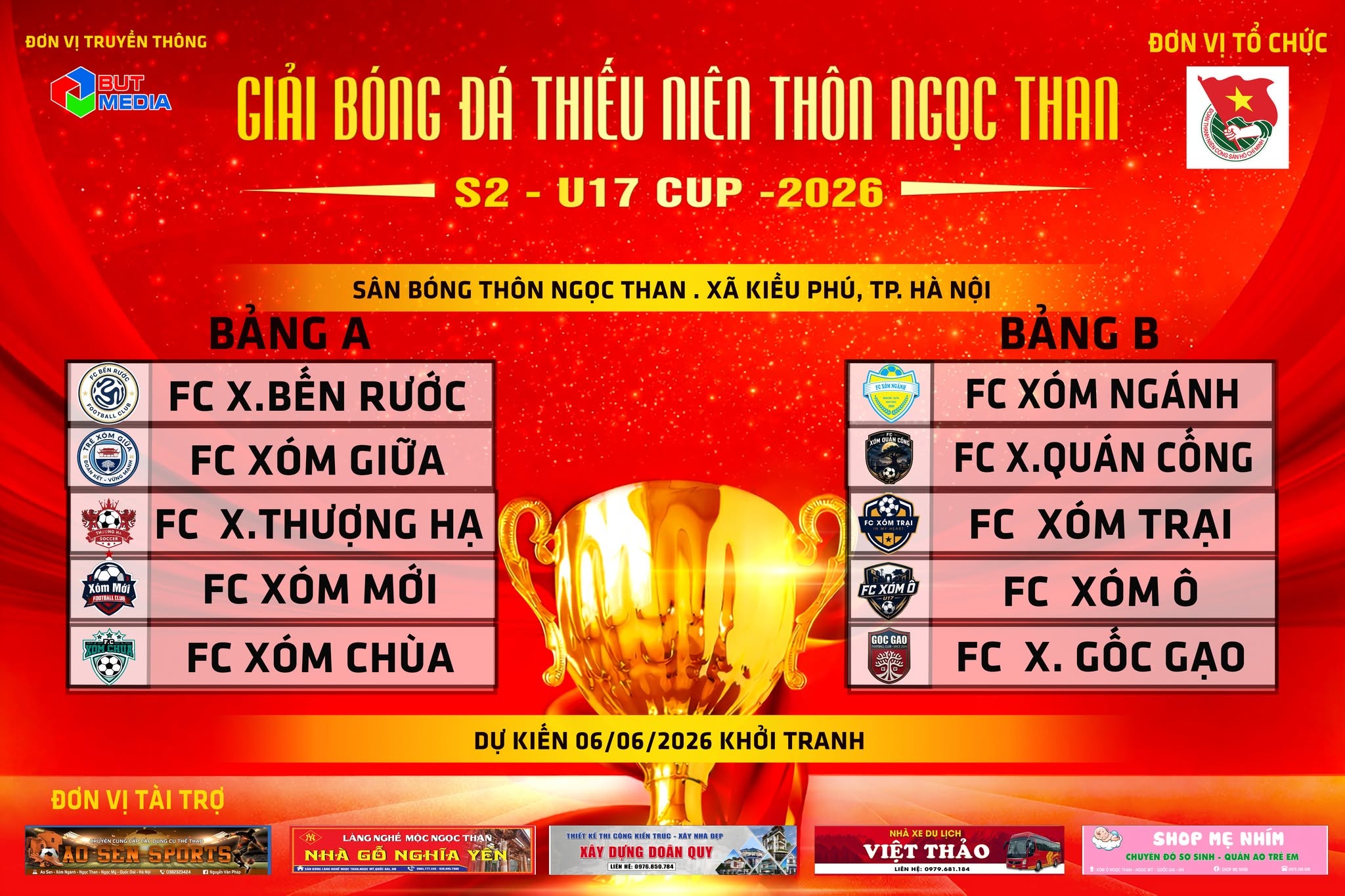 Sôi động Giải bóng đá U17 Thiếu niên Ngọc Than năm 2026