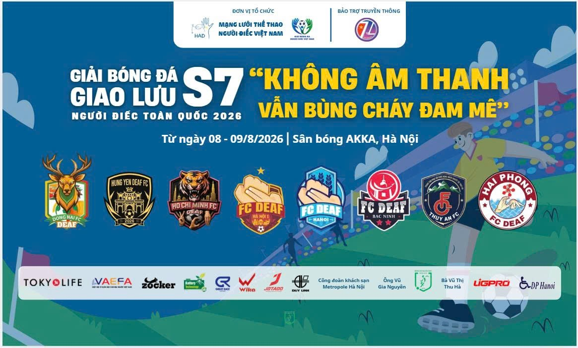 Giải Bóng đá giao lưu Người Điếc Toàn quốc 2026: Không âm thanh vẫn bùng cháy đam mê