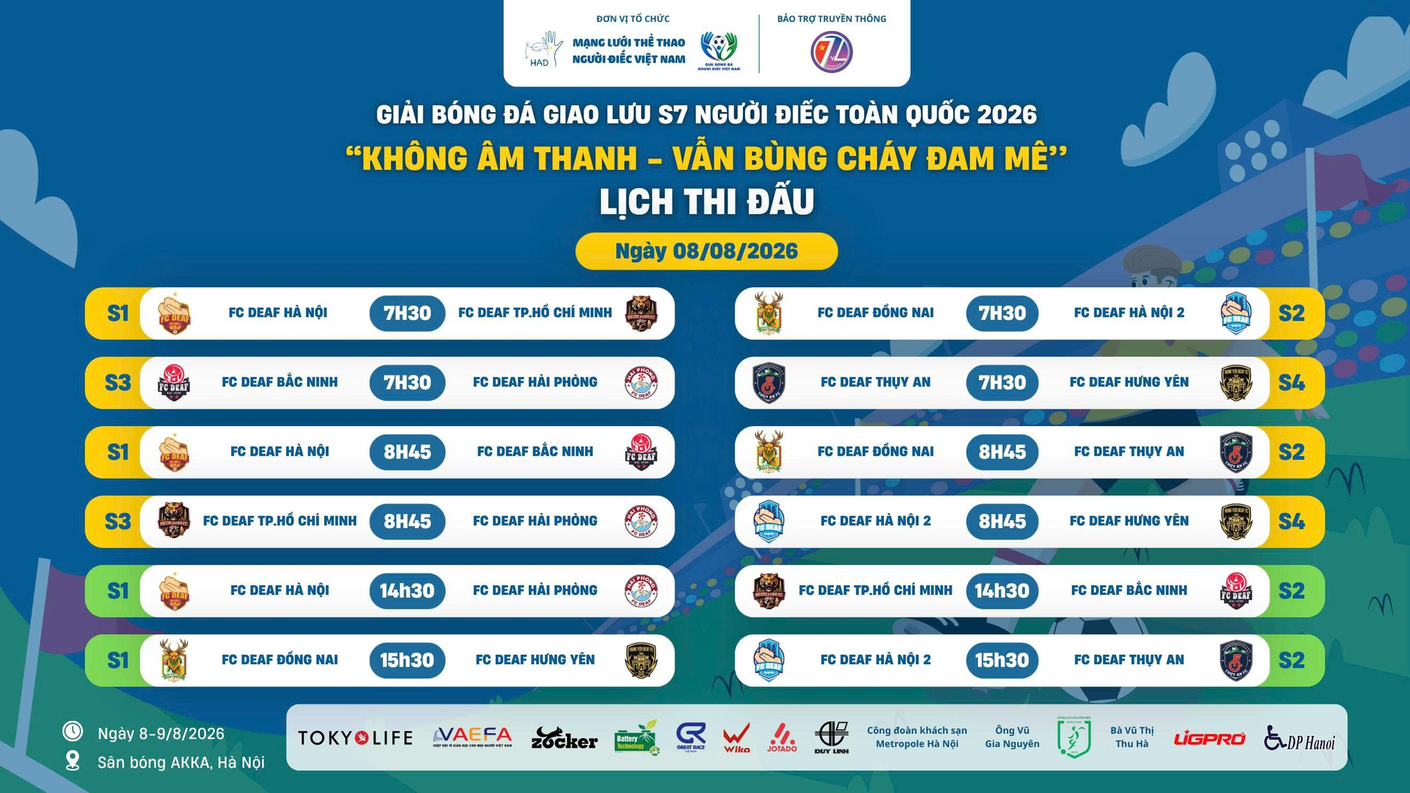 Giải Bóng đá giao lưu Người Điếc Toàn quốc 2026: Không âm thanh vẫn bùng cháy đam mê
