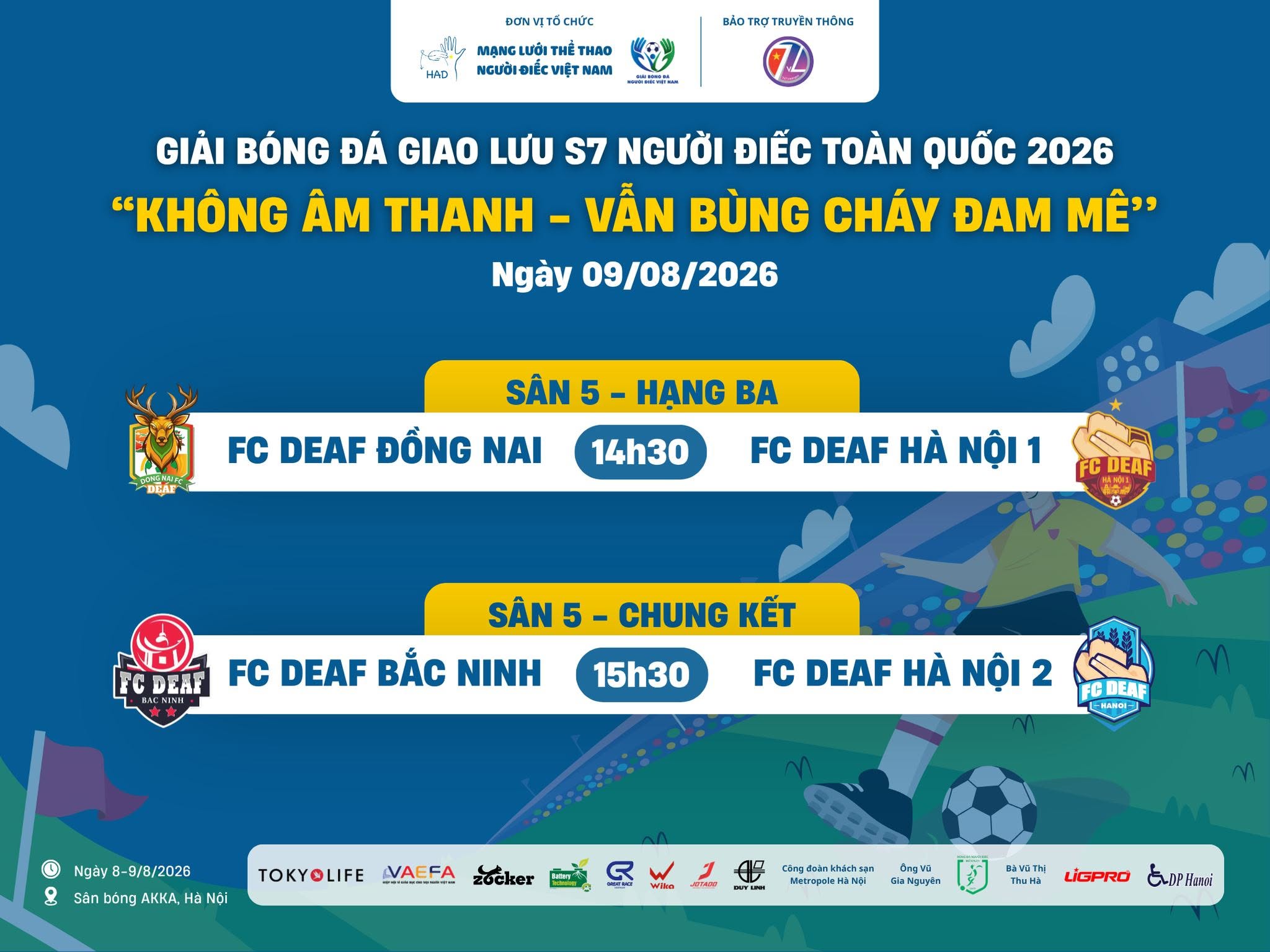 Xác định 2 đội vào chung kết ở giải Bóng đá Giao lưu S7 Người Điếc Toàn quốc 2026